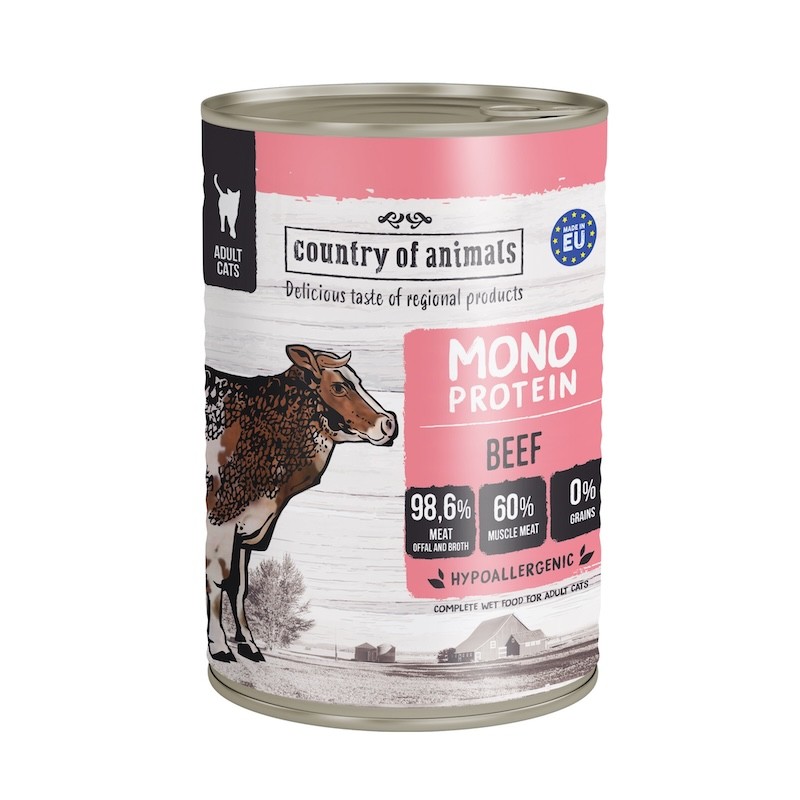 Country of Animals MONOPROTEIN Beef wet food for adult cats 400g