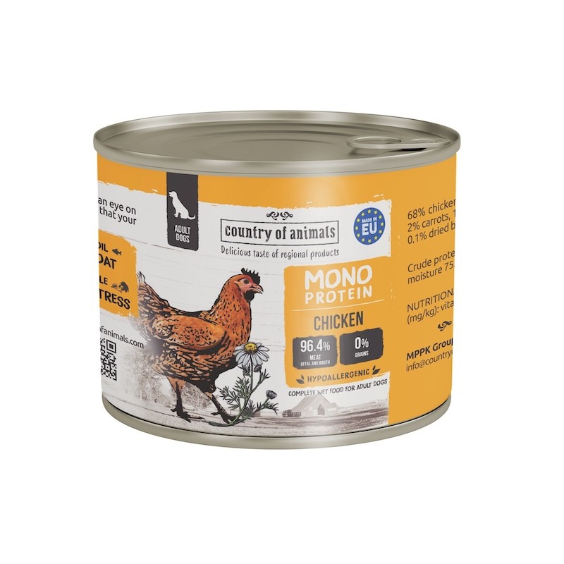 Country of Animals MONOPROTEIN CHICKEN wet food for adult dogs 200g