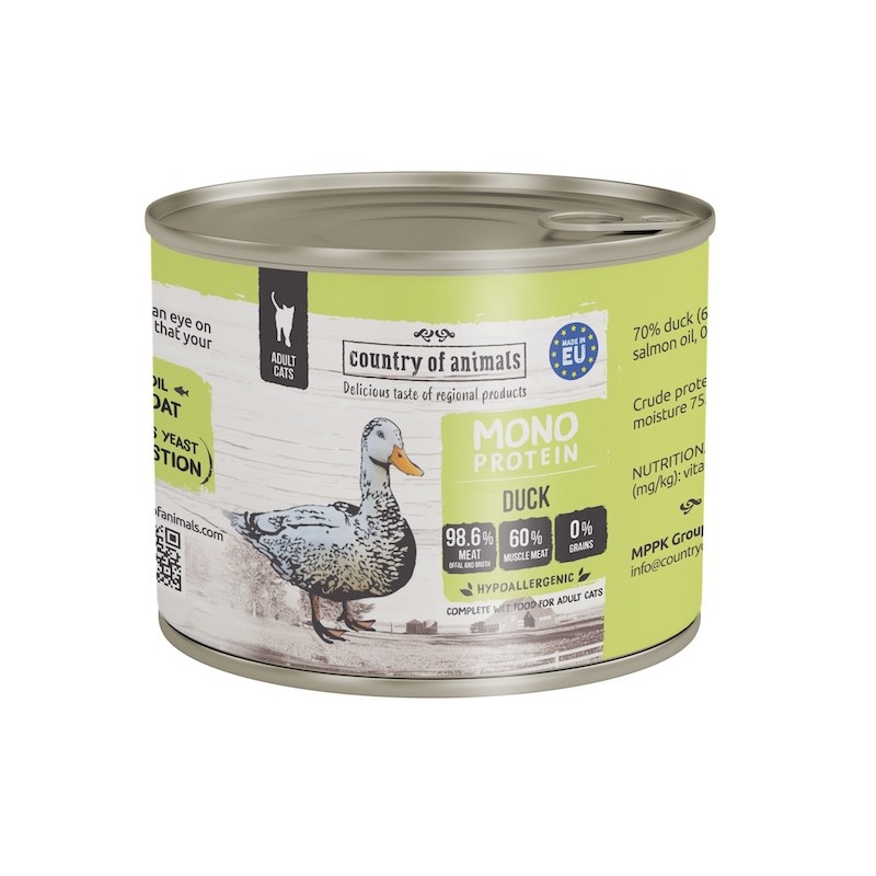 Country of Animals MONOPROTEIN Duck wet food for adult cats 200g