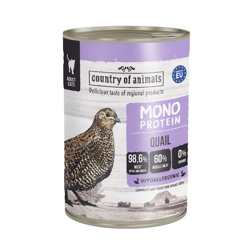 Country of Animals MONOPROTEIN Quail wet food for adult cats 400g