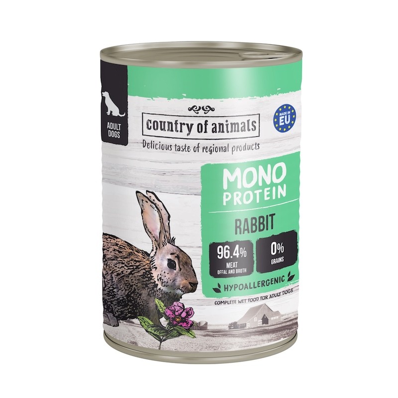 Country of Animals MONOPROTEIN RABBIT wet food for adult dogs 400g