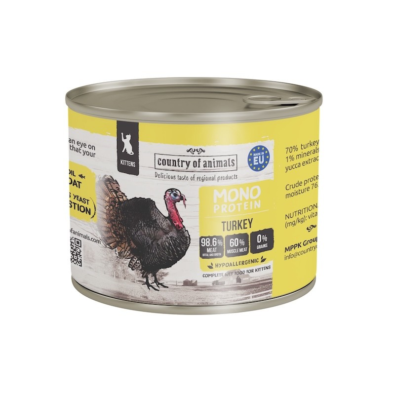 Country of Animals MONOPROTEIN Turkey wet food for kittens 200g