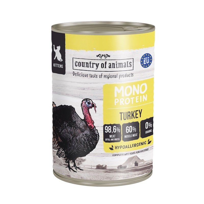 Country of Animals MONOPROTEIN Turkey wet food for kittens 400g