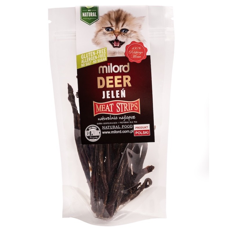 Milord Deer in strips 40g – cat treat, 100% dried meat